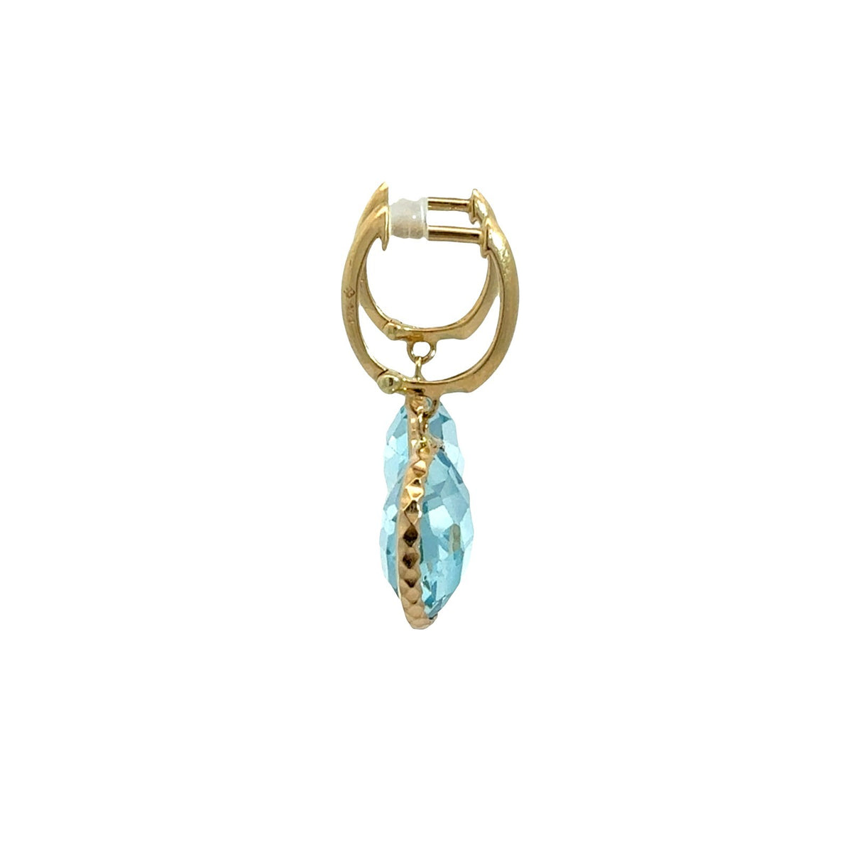 14k Yellow Gold and Round Blue Topaz Drop Earrings2