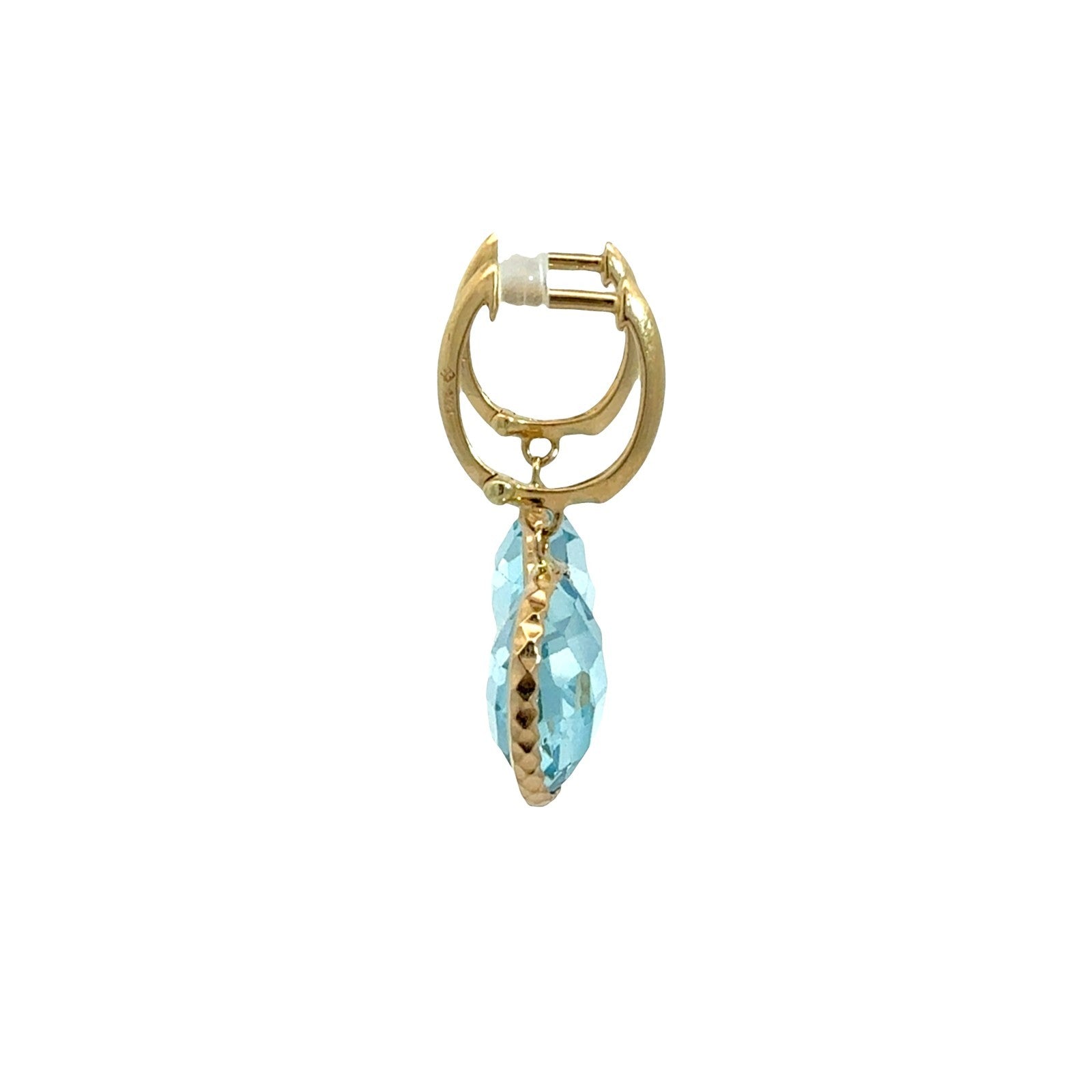 14k Yellow Gold and Round Blue Topaz Drop Earrings2
