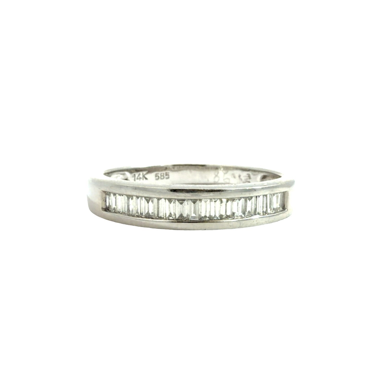14k White Gold Channel Set 0.28cttw Baguette Diamond Band Size 5.750