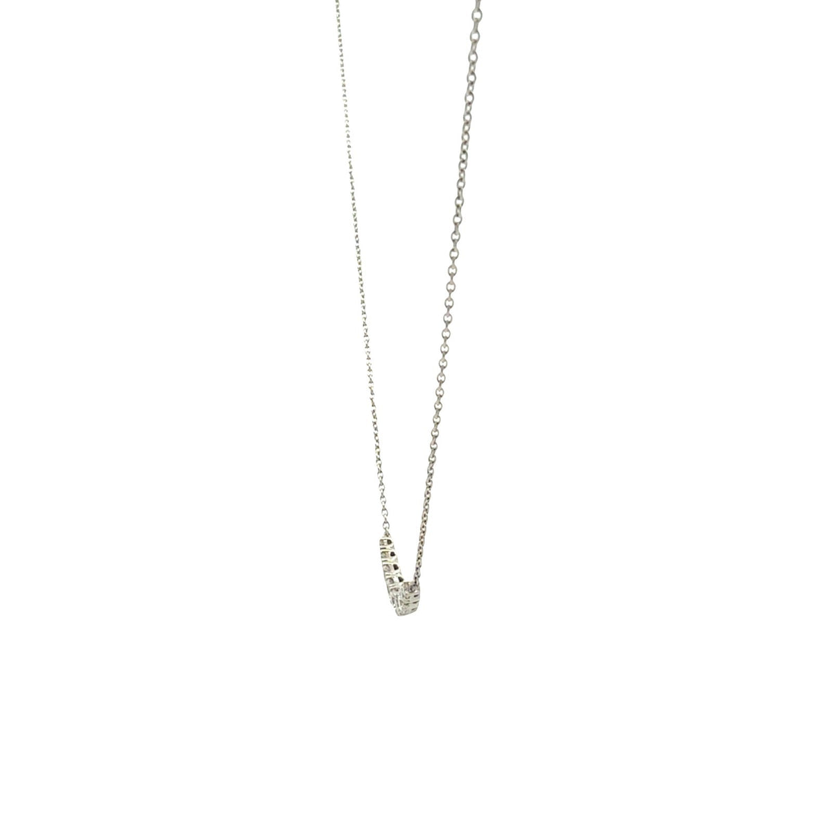 14k White Gold 0.37cttw Diamond Curved Bar Necklace 18"2