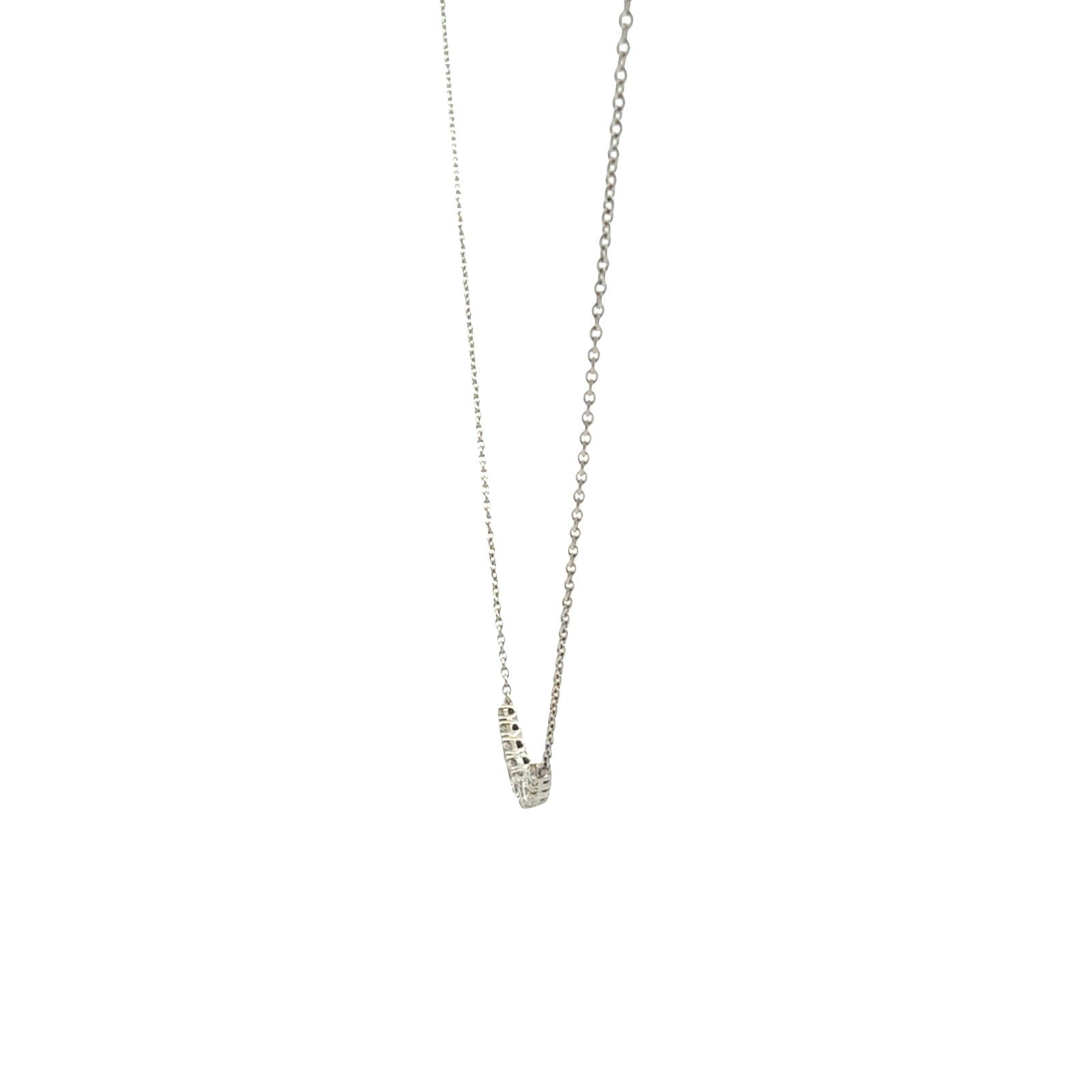 14k White Gold 0.37cttw Diamond Curved Bar Necklace 18"2