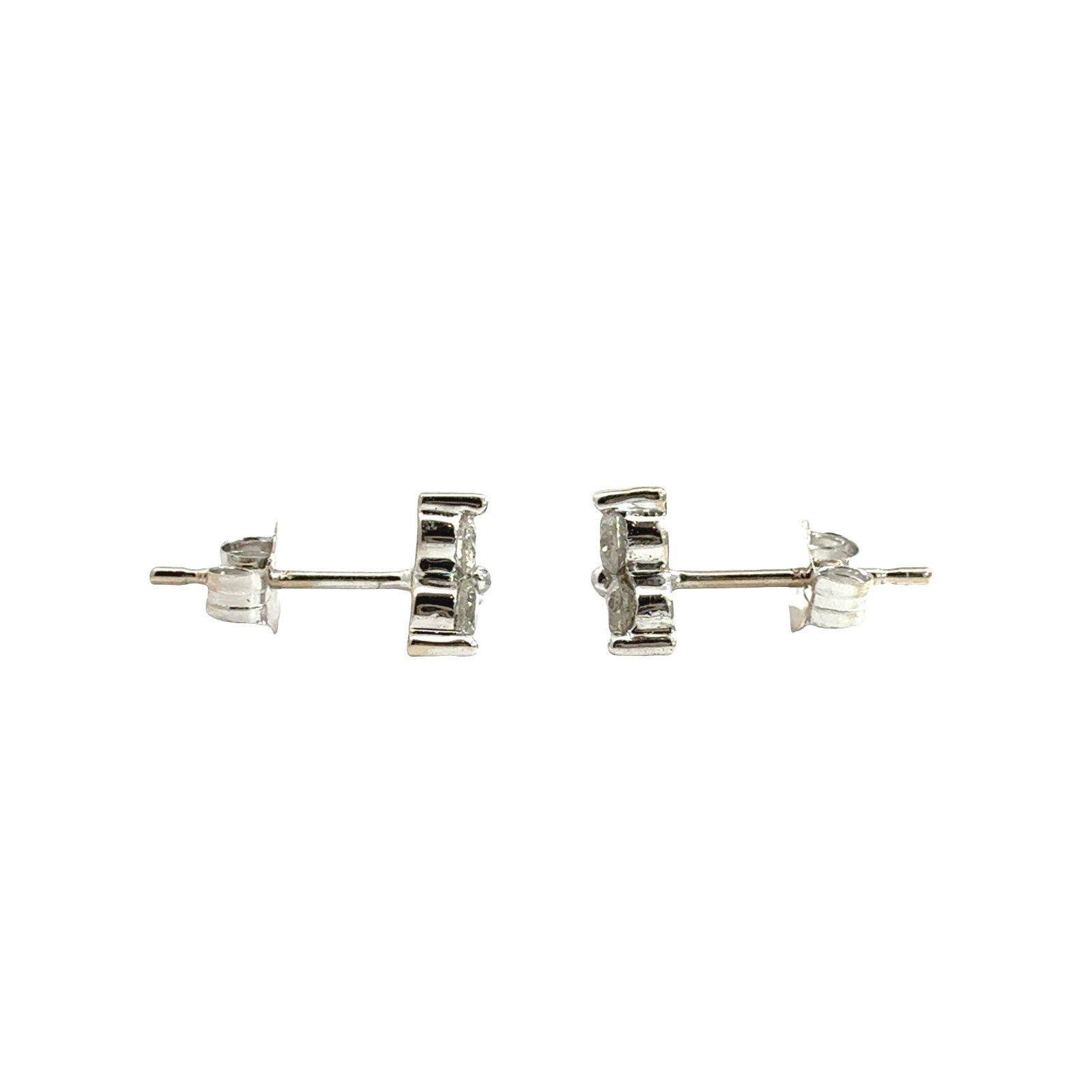 14k White Gold 0.27cttw Diamond Trefoil Cluster Stud Earrings2