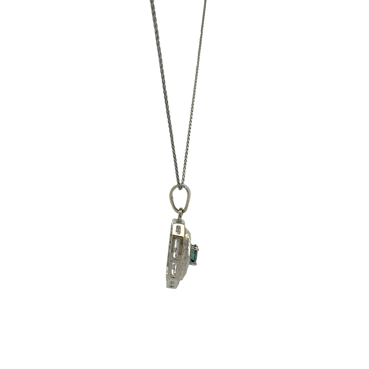 Vintage 14k White Gold 0.31tcw Blue Diamond Geometric Pendant Necklace2