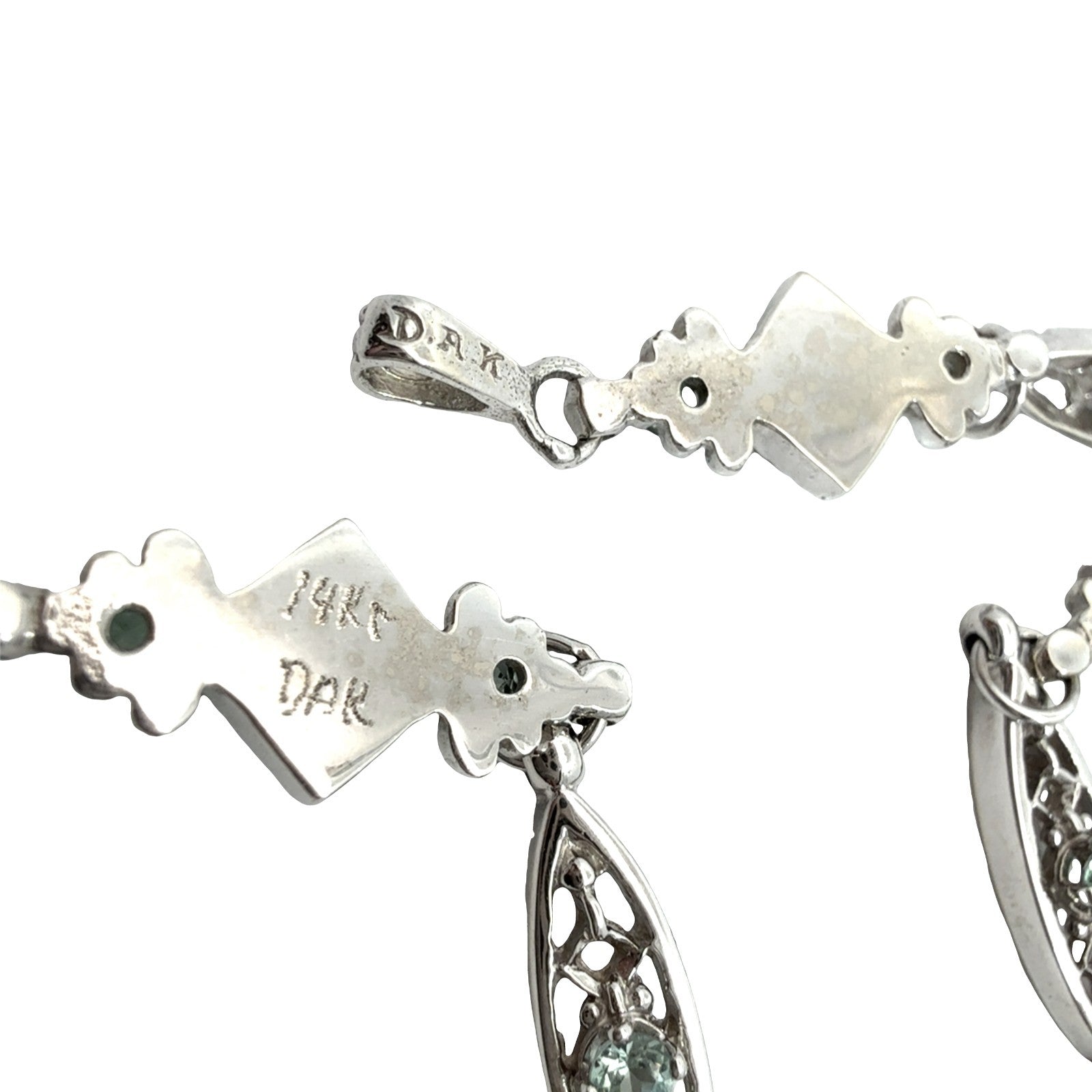 Vintage 14k White Gold Opal 0.77cttw Chrysoberyl Ornate Filigree Link Bracelet7