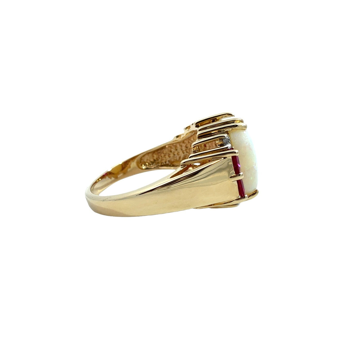 Vintage 14k Yellow Gold 1.13tcw Oval Opal 0.51cttw Ruby & 0.11cttw Diamond Ring2