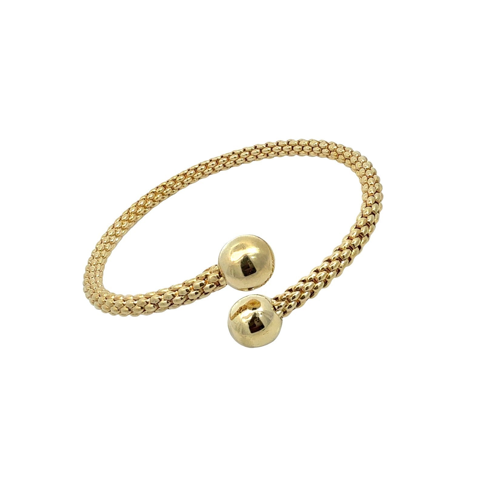 Fope 18k Yellow Gold Textured Flexible Bypass Bangle Bracelet 6.75"1