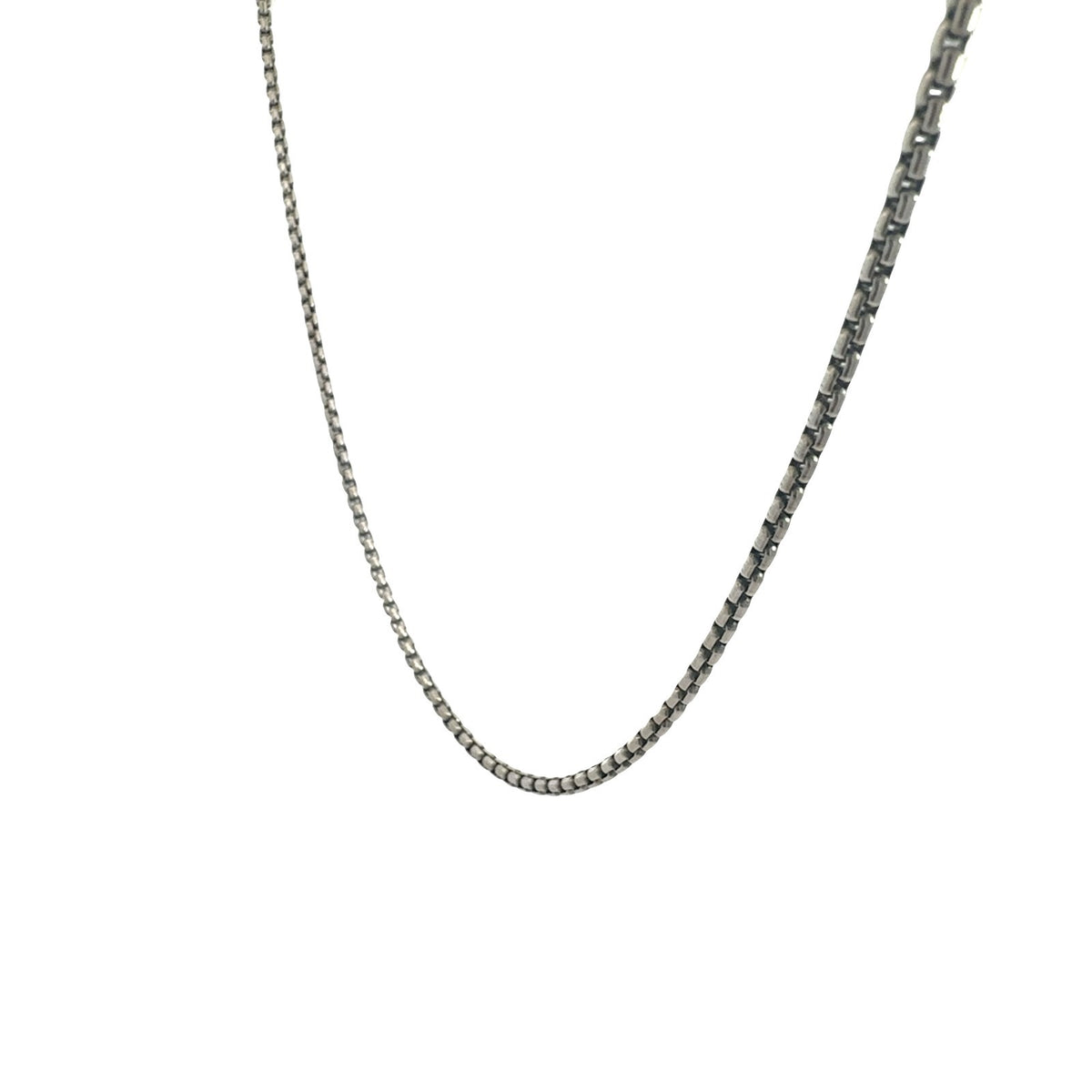 David Yurman Sterling Silver Box Chain Necklace with Yellow Gold Tag2