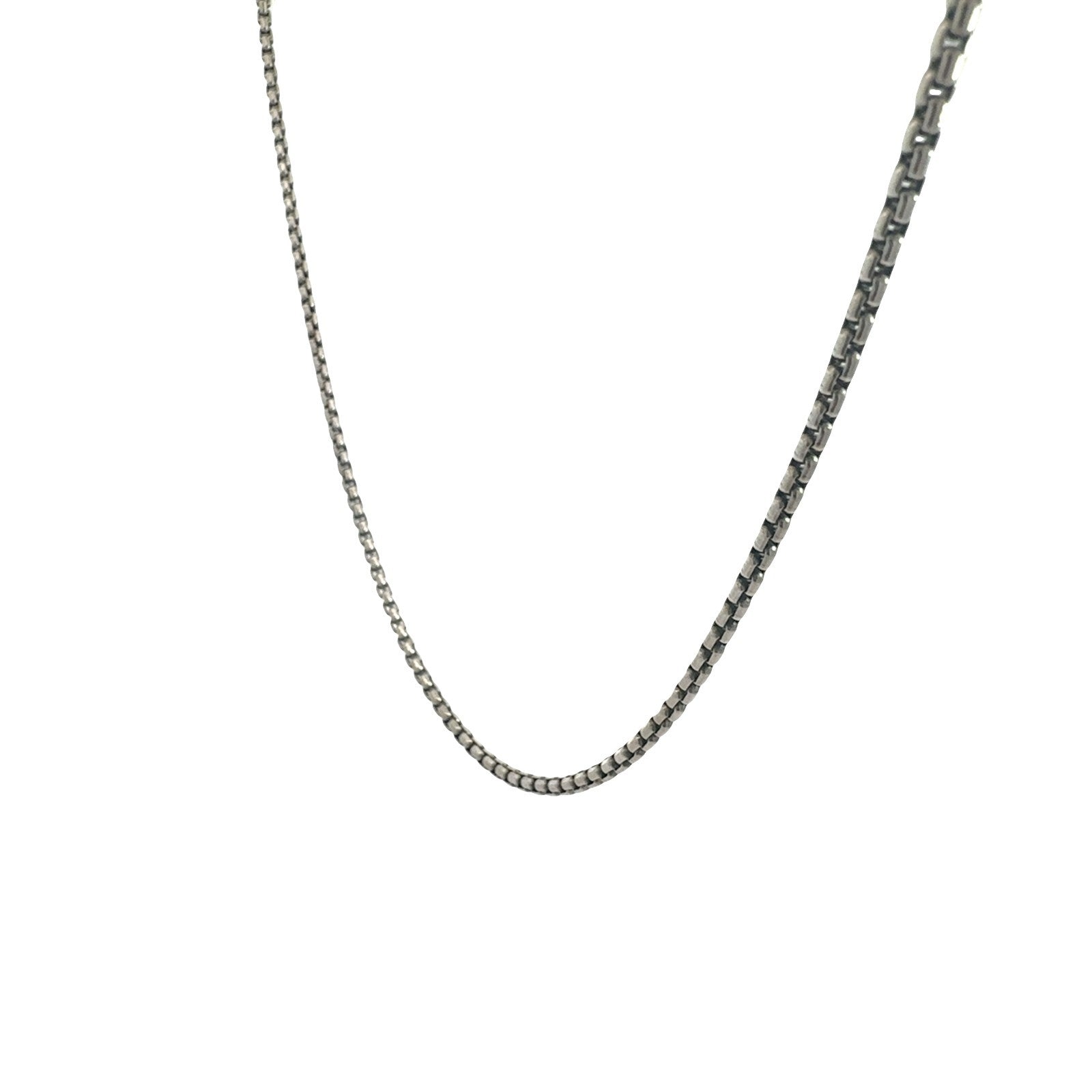 David Yurman Sterling Silver Box Chain Necklace with Yellow Gold Tag2