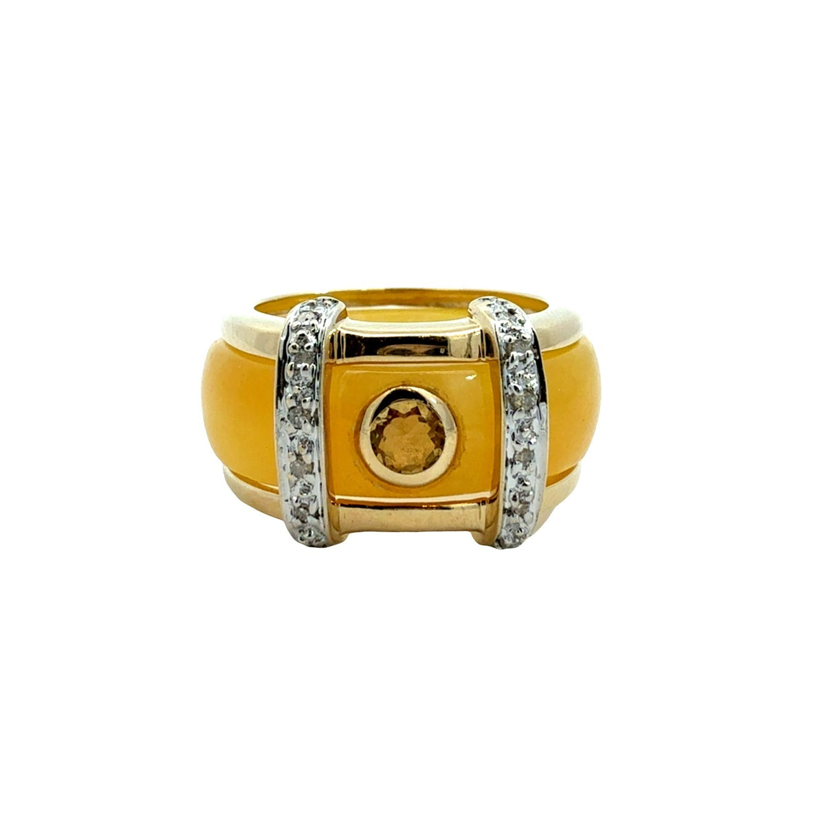 Vintage 14k Yellow Gold 0.07cttw Diamond and Interchangeable Jade Ring Set10