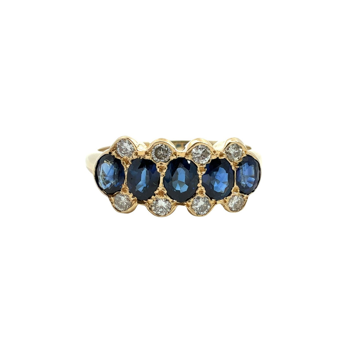 14k Yellow Gold 0.85cttw Sapphire and 0.18cttw Diamond Multi-Stone Ring0
