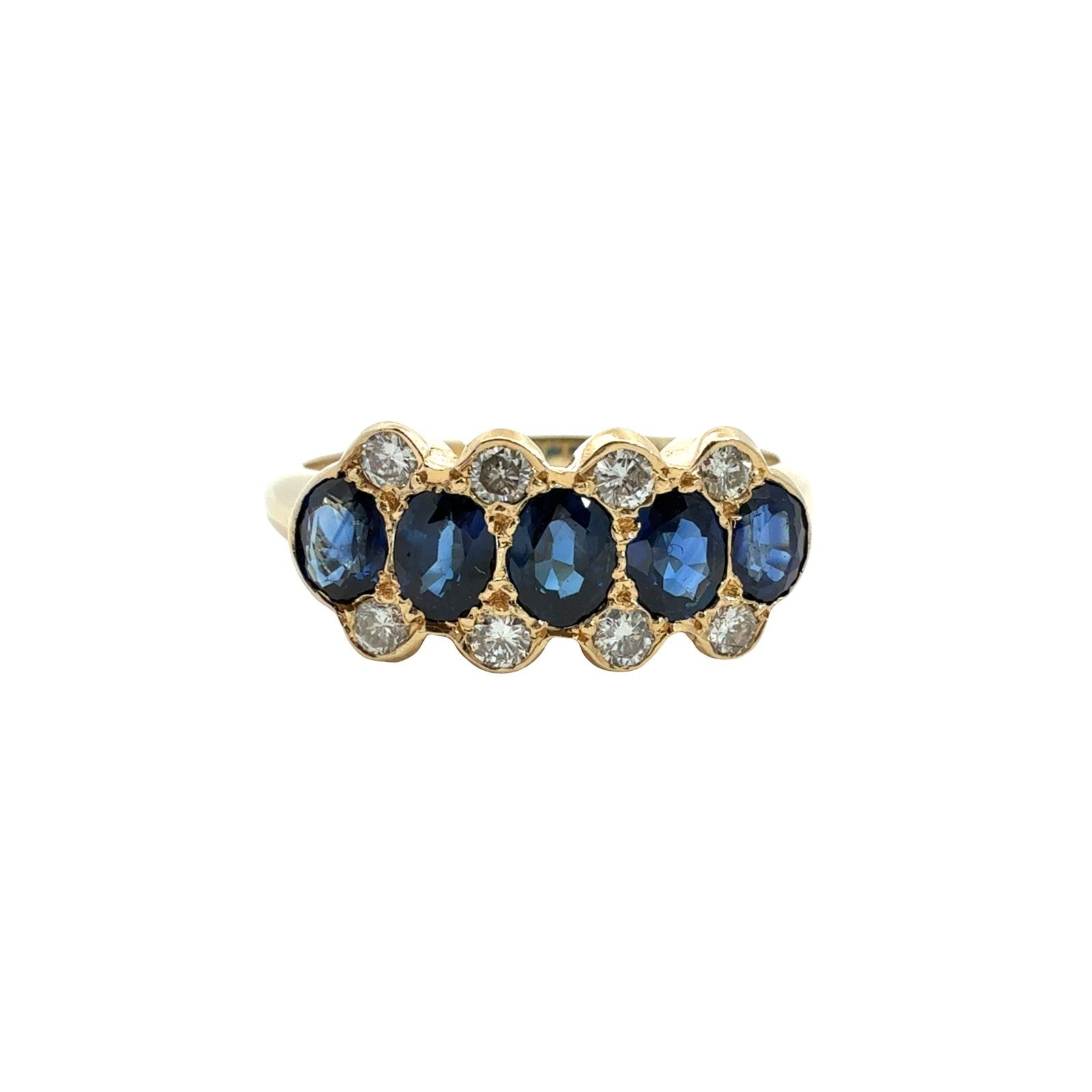 14k Yellow Gold 0.85cttw Sapphire and 0.18cttw Diamond Multi-Stone Ring0