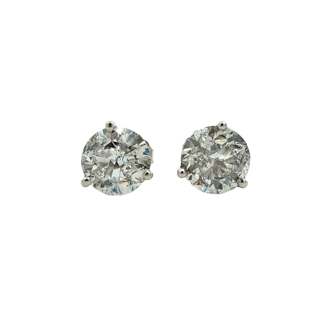 14k White Gold Round Brilliant 2.40cttw Diamond Stud Earrings0