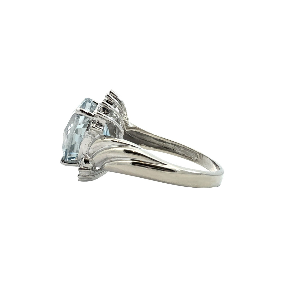 Vintage 14k White Gold 7.62tcw Topaz & 0.09cttw Damond Halo Cocktail Ring4