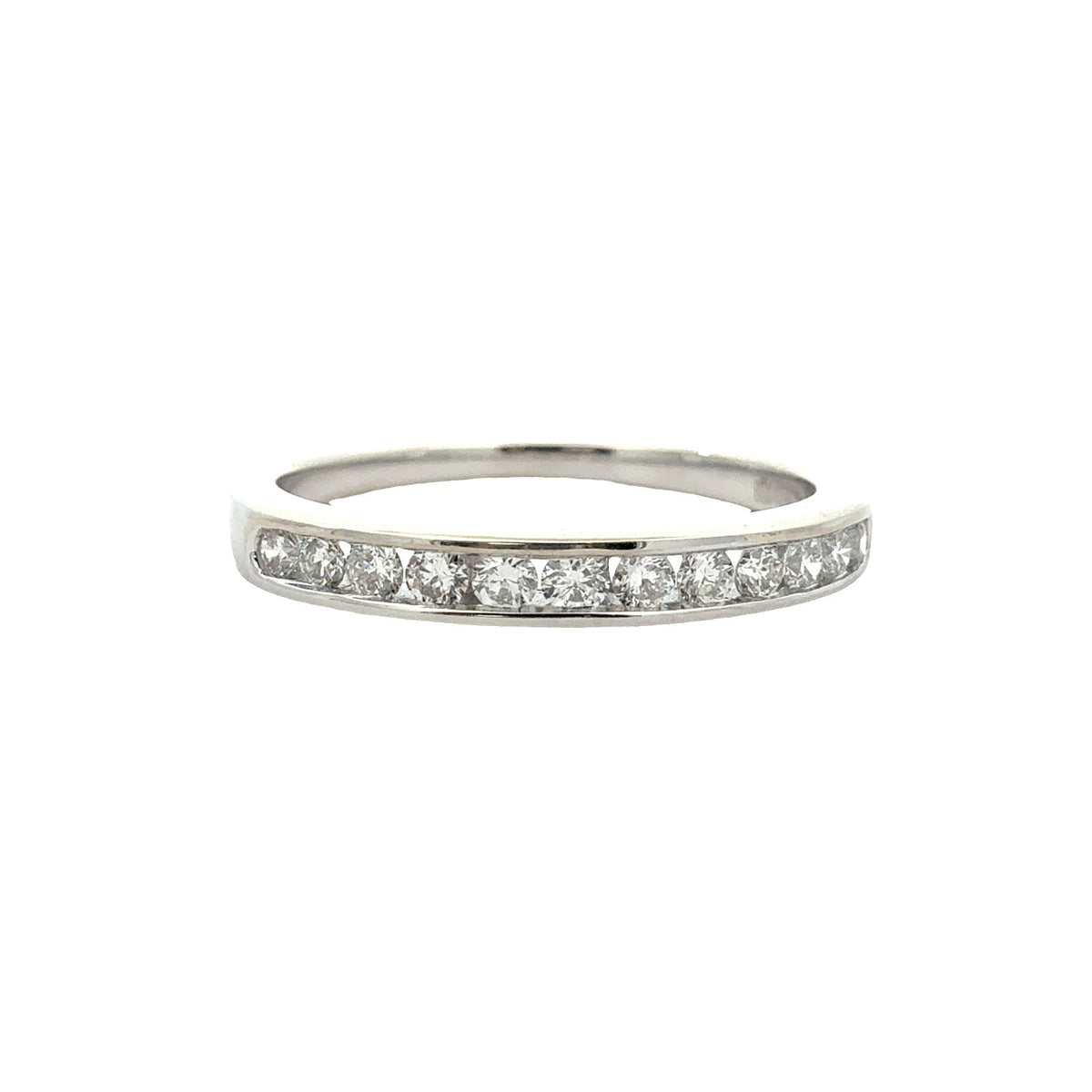 18k White Gold and 0.30ctw Channel Set Diamond Band Size 7.750