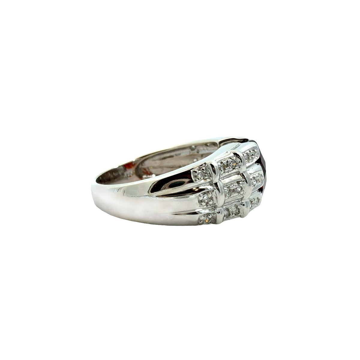 14k White Gold Oval 2.76tcw Garnet and 0.18cttw Diamond Cocktail Ring2
