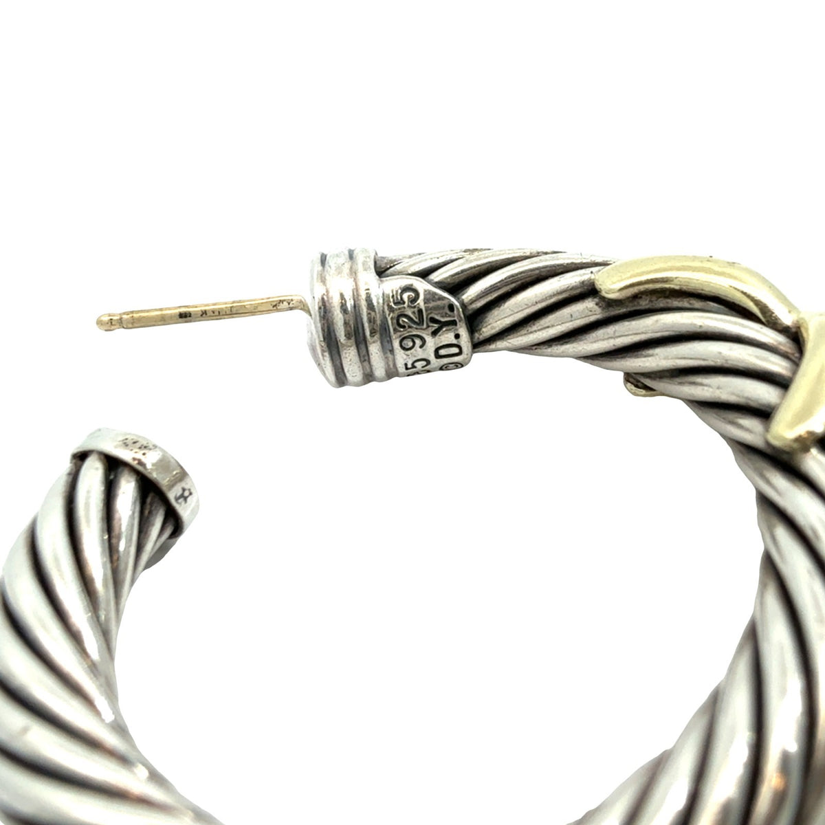 David Yurman Sterling Silver Two-Tone Twisted Cable X Hoop Earrings4