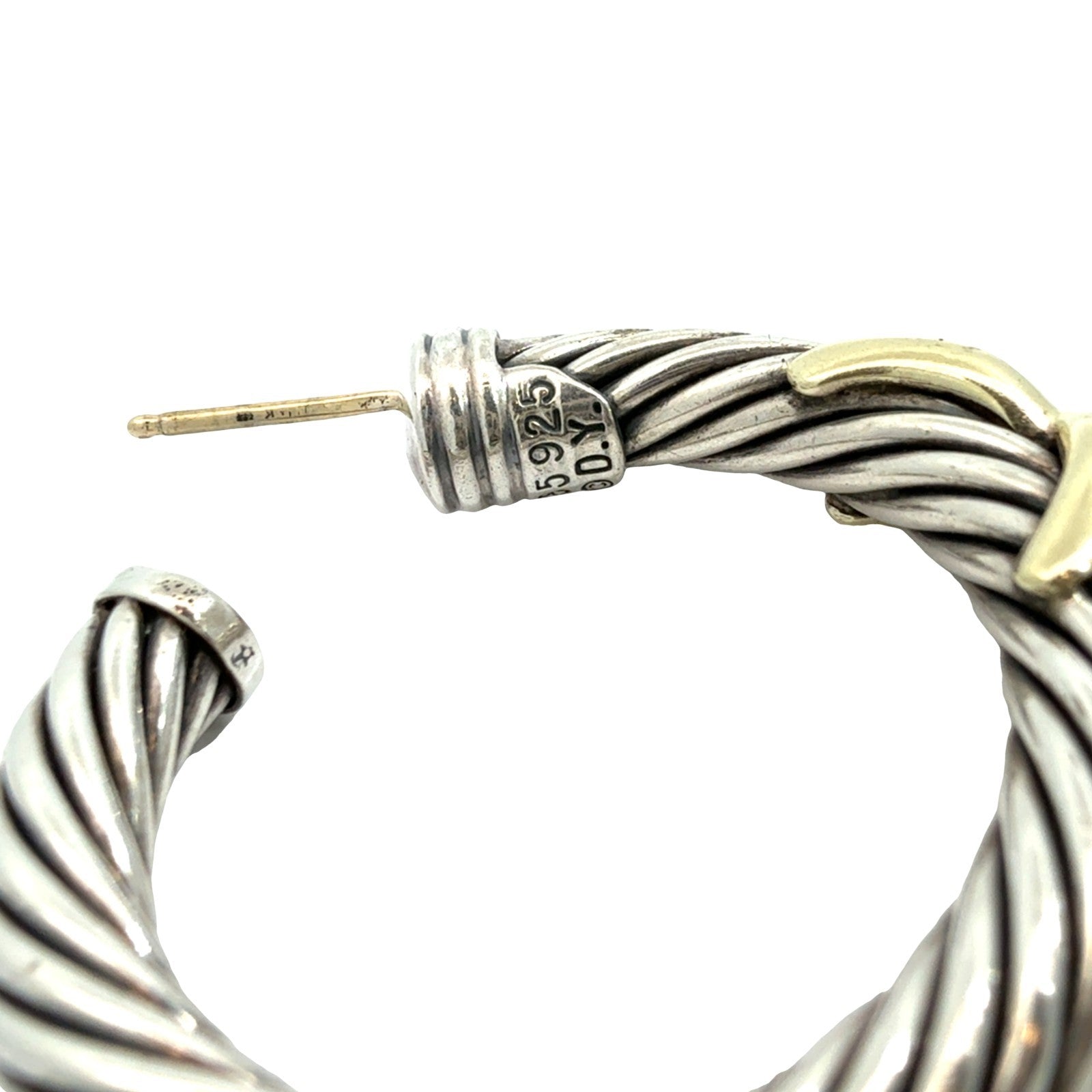 David Yurman Sterling Silver Two-Tone Twisted Cable X Hoop Earrings4