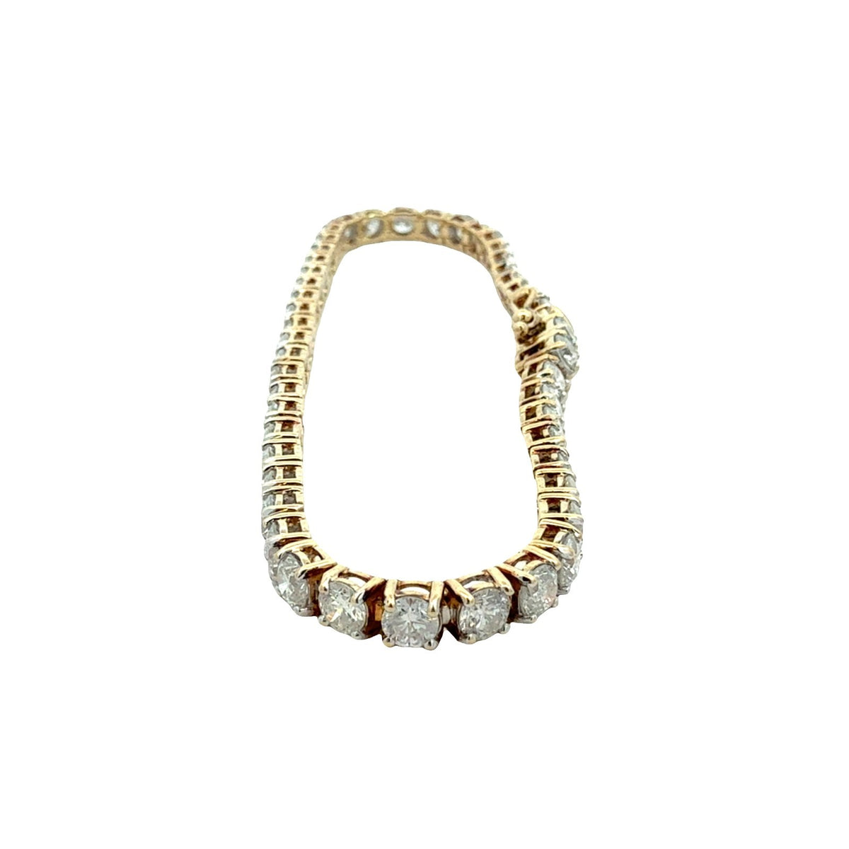 14k Yellow Gold 7.44ctw Round Brilliant Diamond Tennis Bracelet 7.25"5