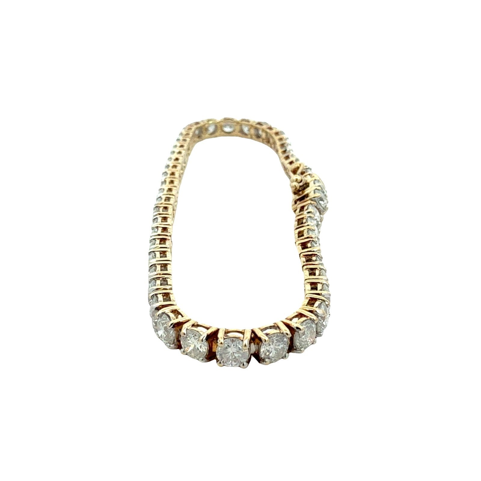 14k Yellow Gold 7.44ctw Round Brilliant Diamond Tennis Bracelet 7.25"5