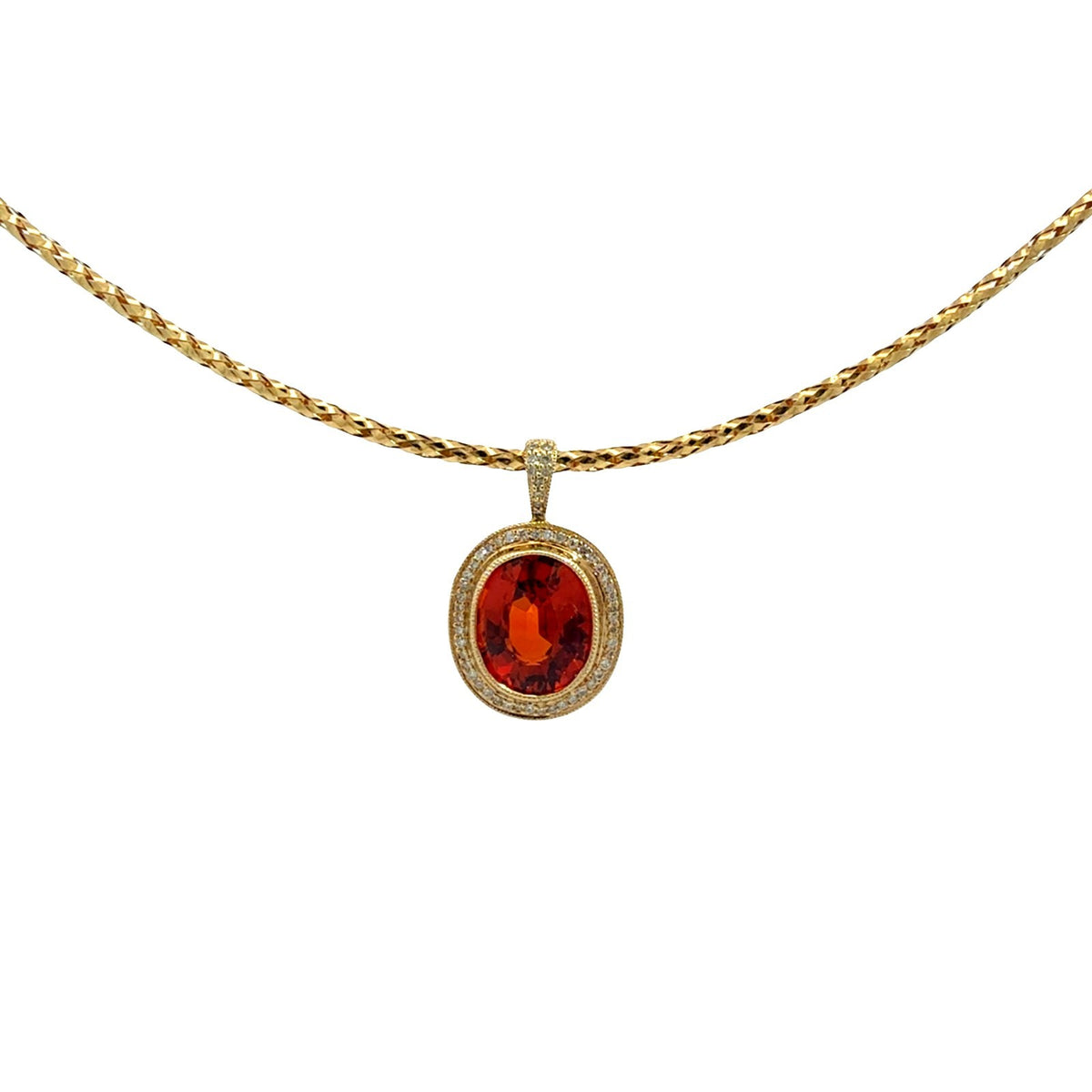 14k Yellow Gold 3.47tcw Oval Citrine and 0.22cttw Diamond Pendant Necklace4