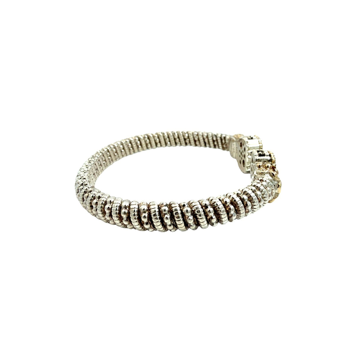Vahan Sterling Silver 14k Yellow Gold and 0.98cttw Diamond Moire Beaded Cuff2