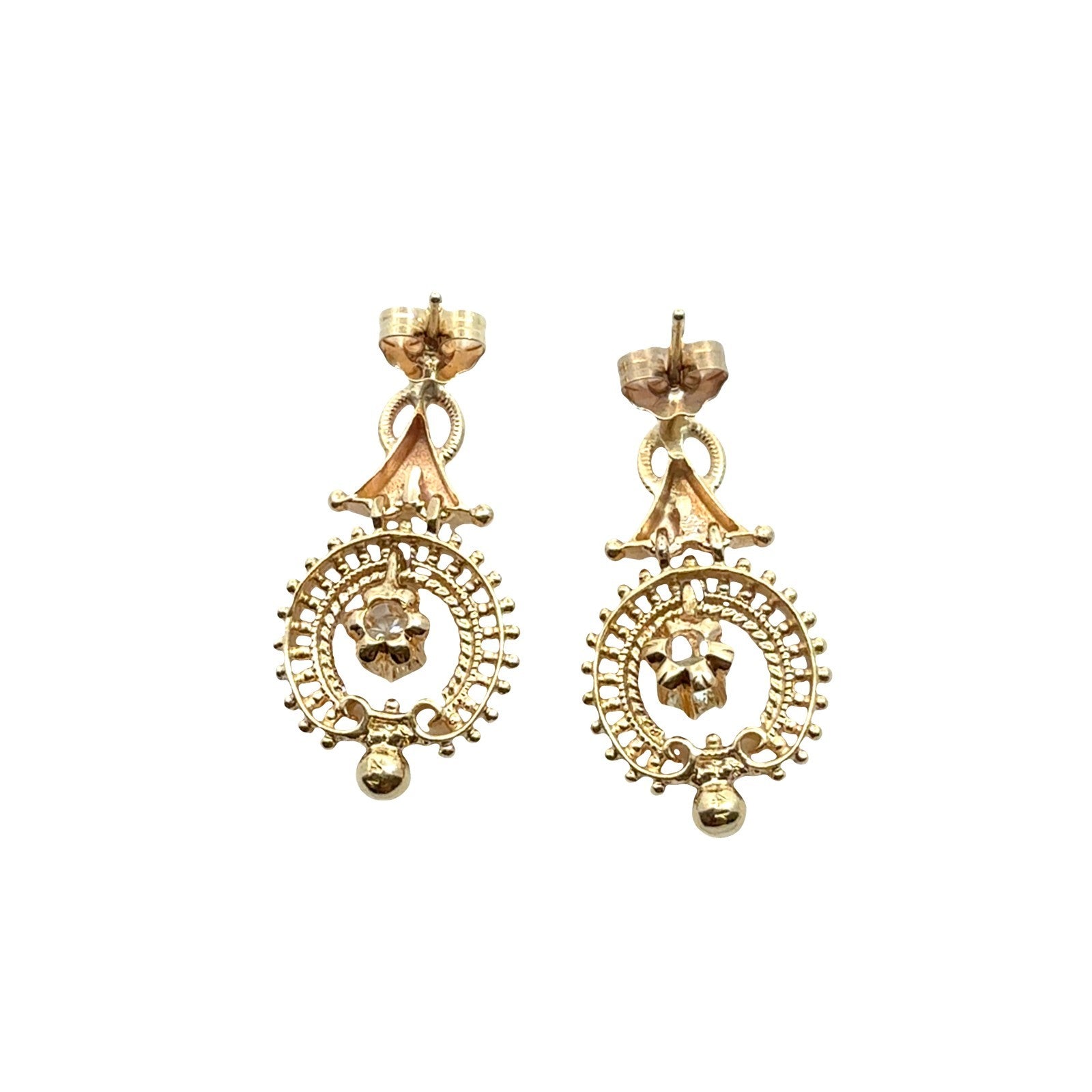 Vintage 14k Yellow Gold Stamped 0.30cttw Diamond Drop Earrings3