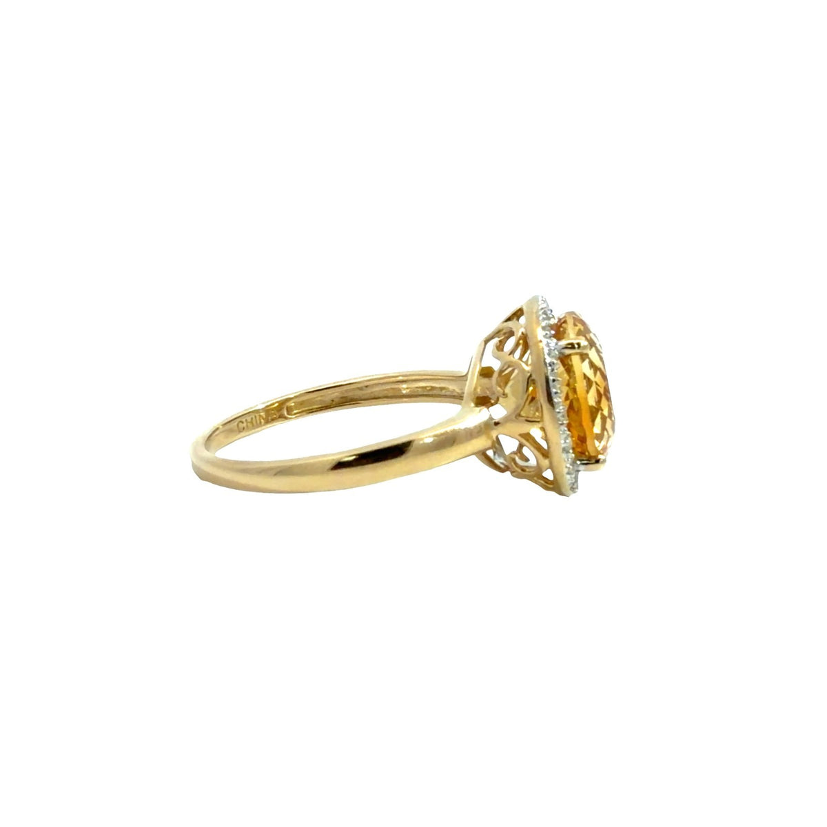 14k Yellow Gold 3.36tcw Round Citrine & 0.08cttw Diamond Halo Cocktail Ring 71