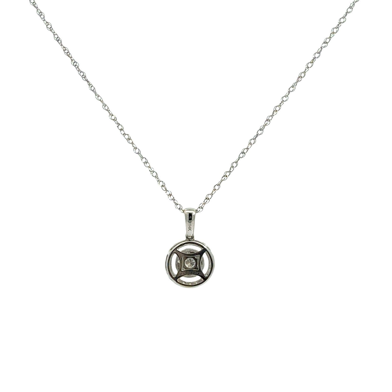 14k White Gold 0.52cttw Diamond Cluster Halo Pendant Necklace4