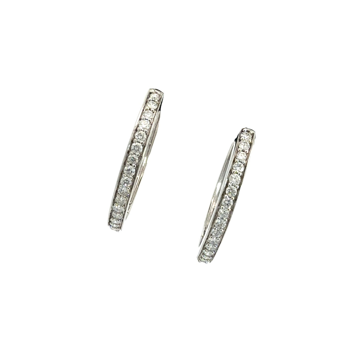 14k White Gold Round Brilliant 1.05cttw Diamond Hoop Earrings1