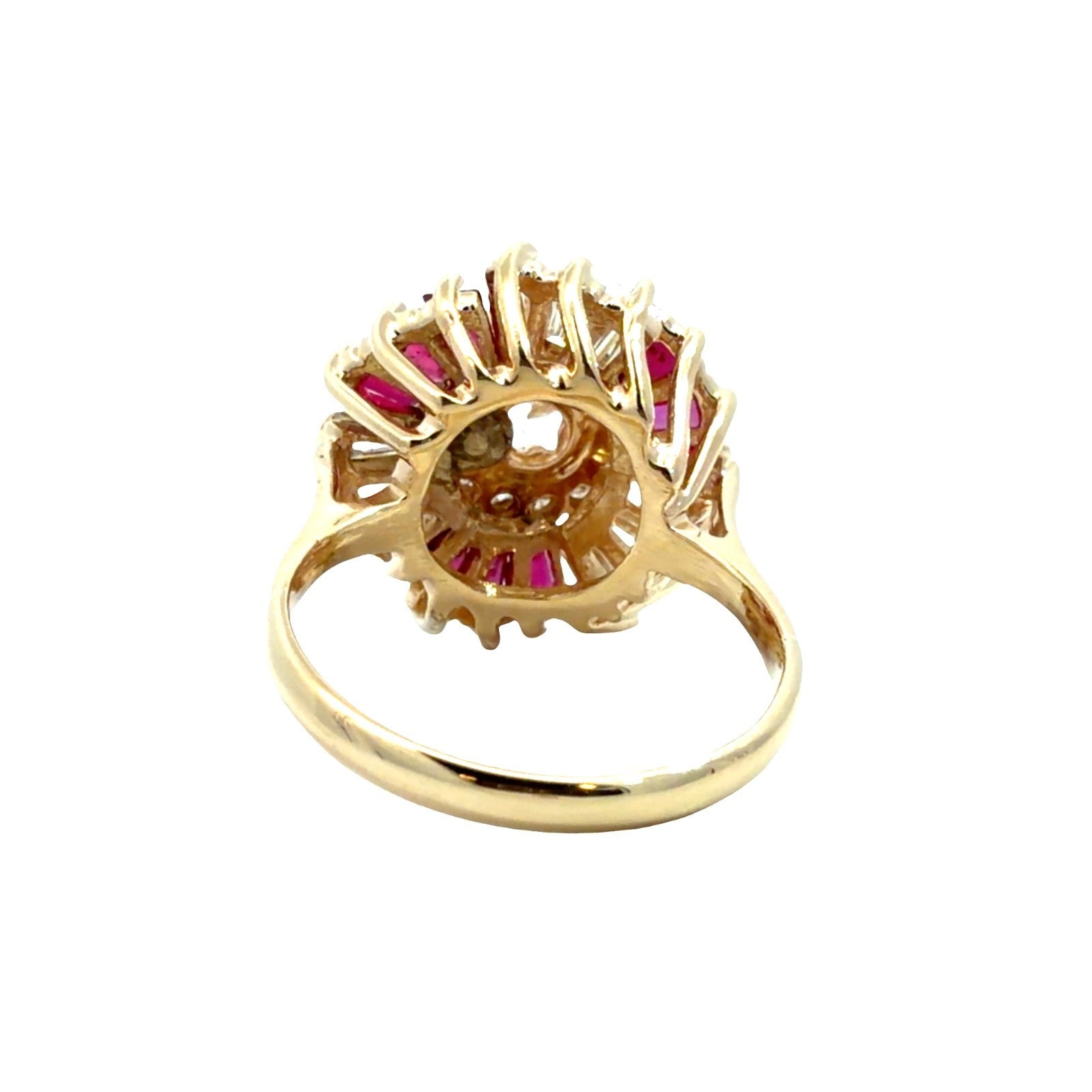 14k Yellow Gold 0.29ctw Ruby and 1.63ctw Diamond Floral Cocktail Ring Size 72