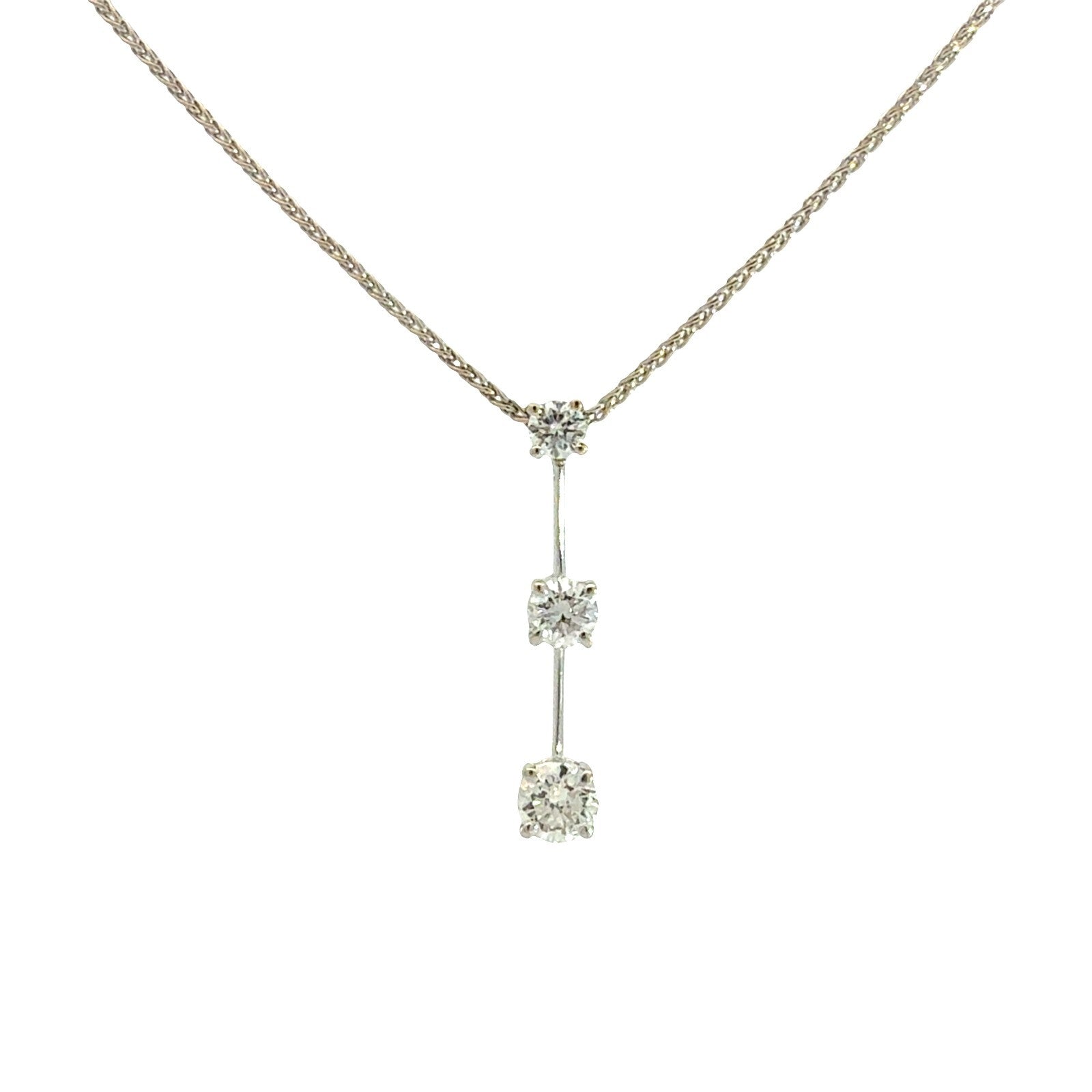 Roberto Coin 18k White Gold Three-Stone 0.71cttw Diamond Pendant Necklace0