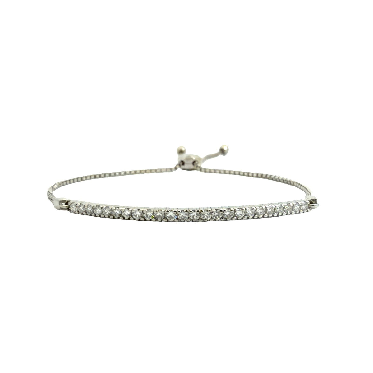 14k White Gold &amp; 1.95cttw Diamond Adjustable Bolo Bracelet 9"0