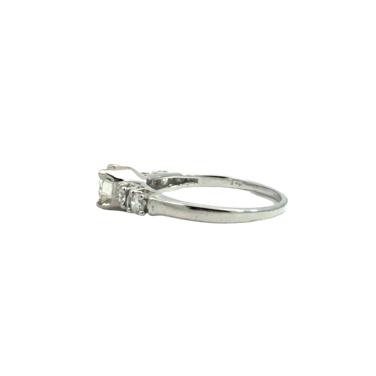 Vintage 14k White Gold 0.83cttw Diamond Engagement Ring Size 63