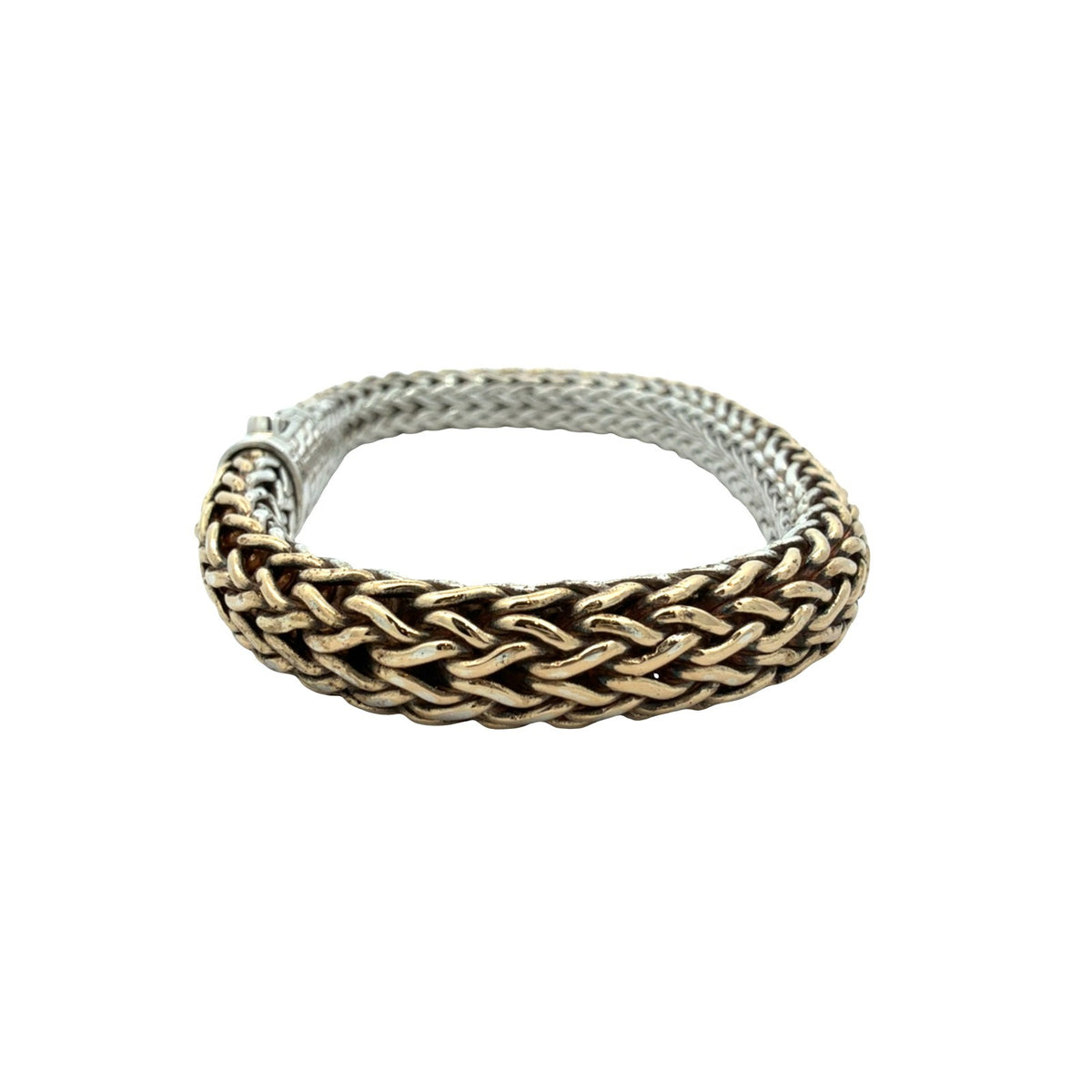 John Hardy Sterling Silver 18k Yellow Gold Accent Woven Chain Bracelet XL1