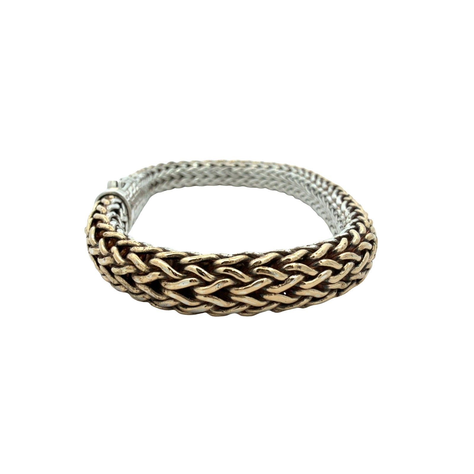 John Hardy Sterling Silver 18k Yellow Gold Accent Woven Chain Bracelet XL0