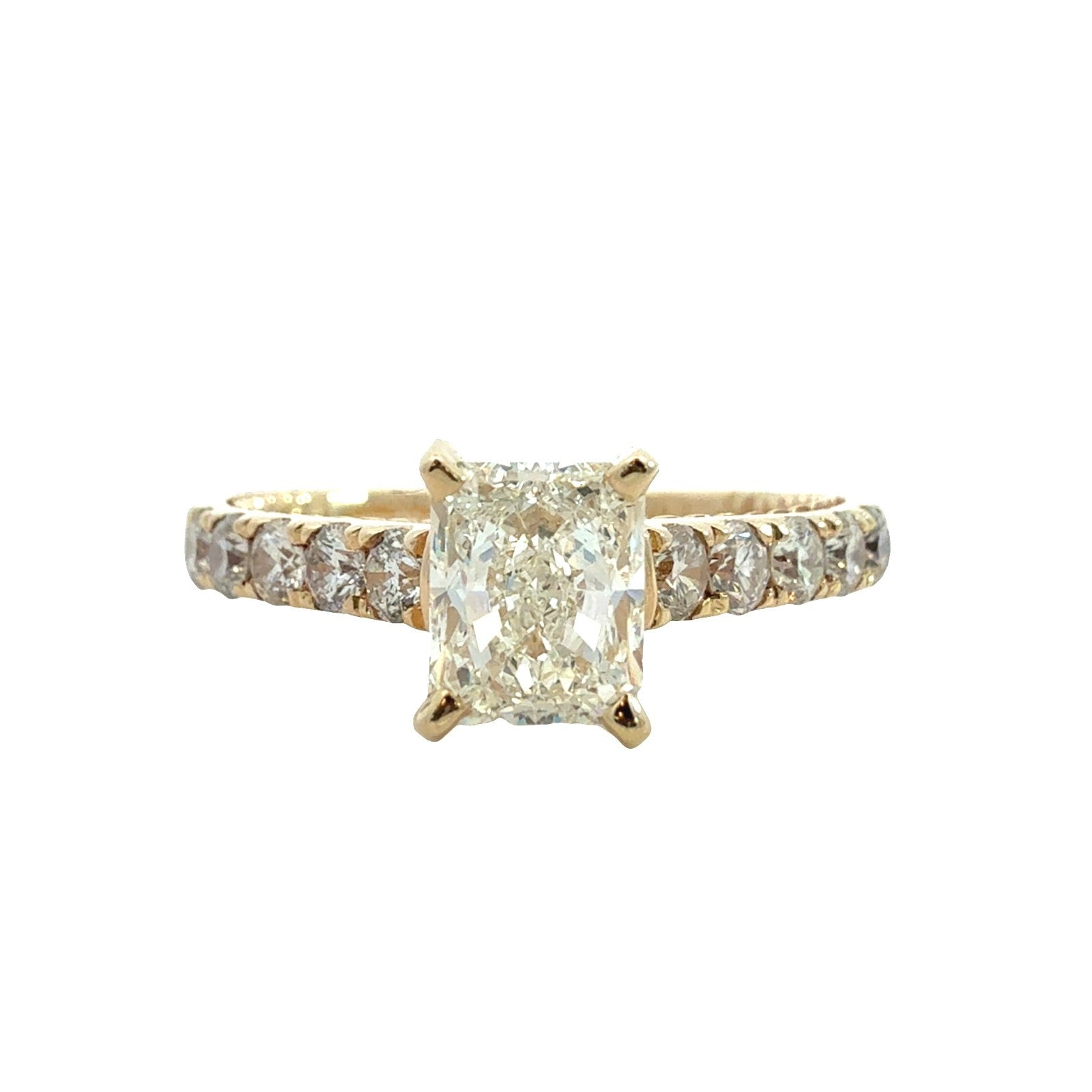 14k Yellow Gold 1.55ctw (1.00ctw) Radiant Cut Diamond Engagement Ring Size 7.50
