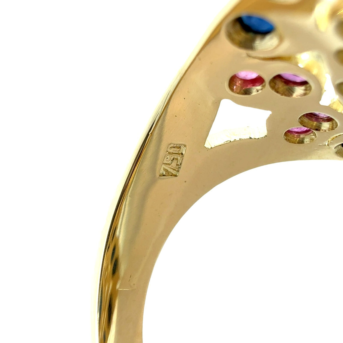 18k Yellow Gold Stamped 1.56cttw Sapphire 0.32cttw Ruby 0.42cttw Diamond Ring5