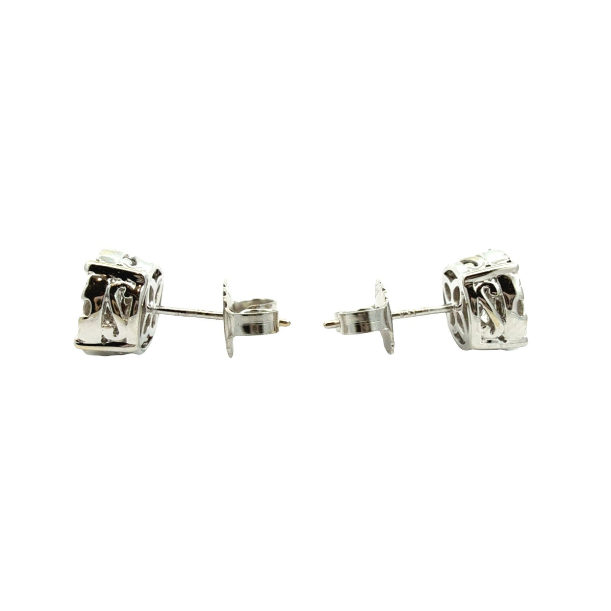 14k White Gold 0.90cttw Diamond Cluster Stud Earrings3
