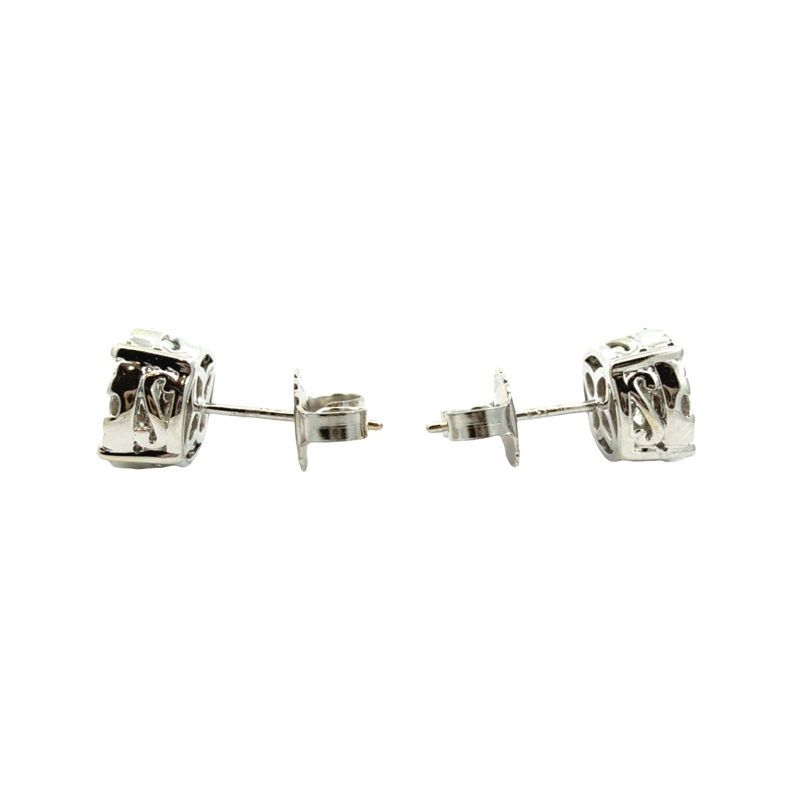 14k White Gold 0.90cttw Diamond Cluster Stud Earrings3