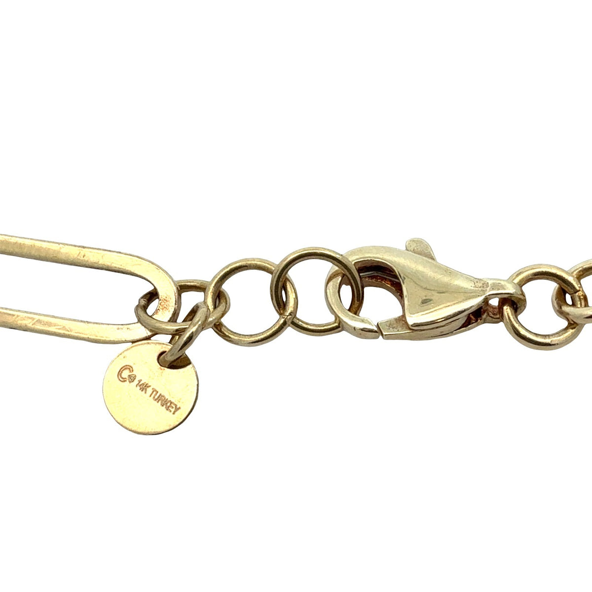 14k Yellow Gold Paperclip Chain with Heart Charm Necklace 18"5