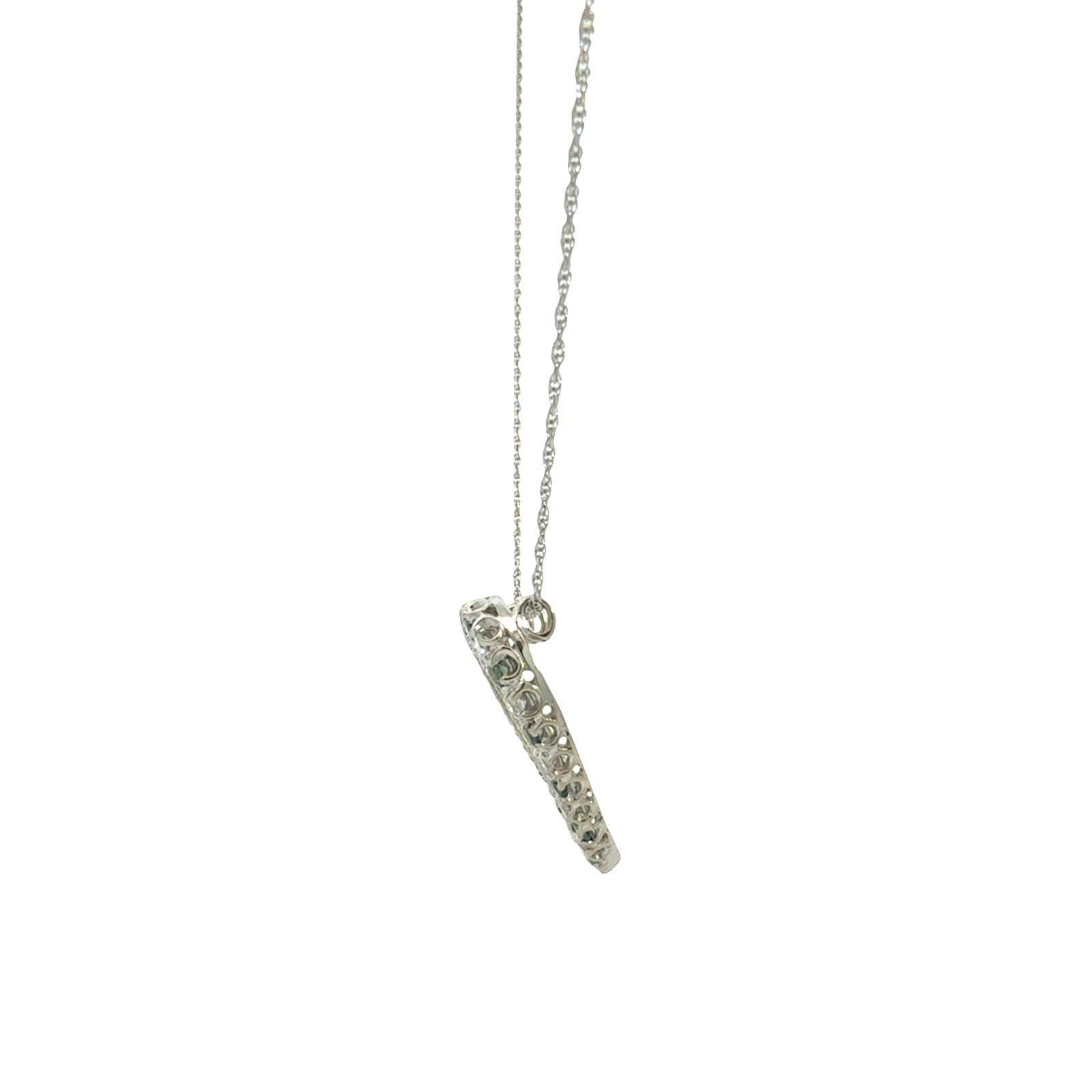 14k White Gold 0.42cttw Diamond and 0.52cttw Chrysoberyl Open Heart Necklace4