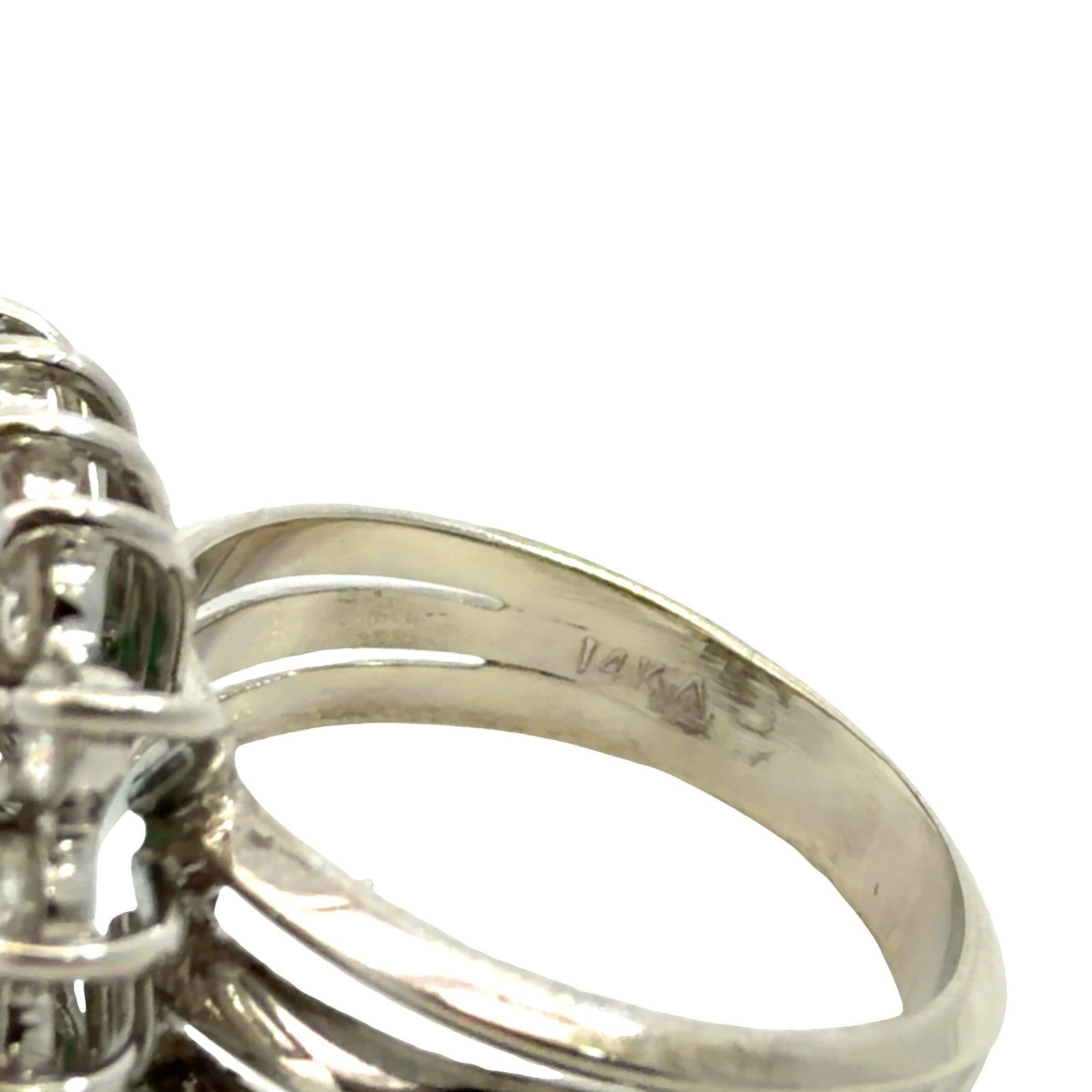 14k White Gold 1.50ctw Emerald and 1.60ctw Diamond Ring Sz 65