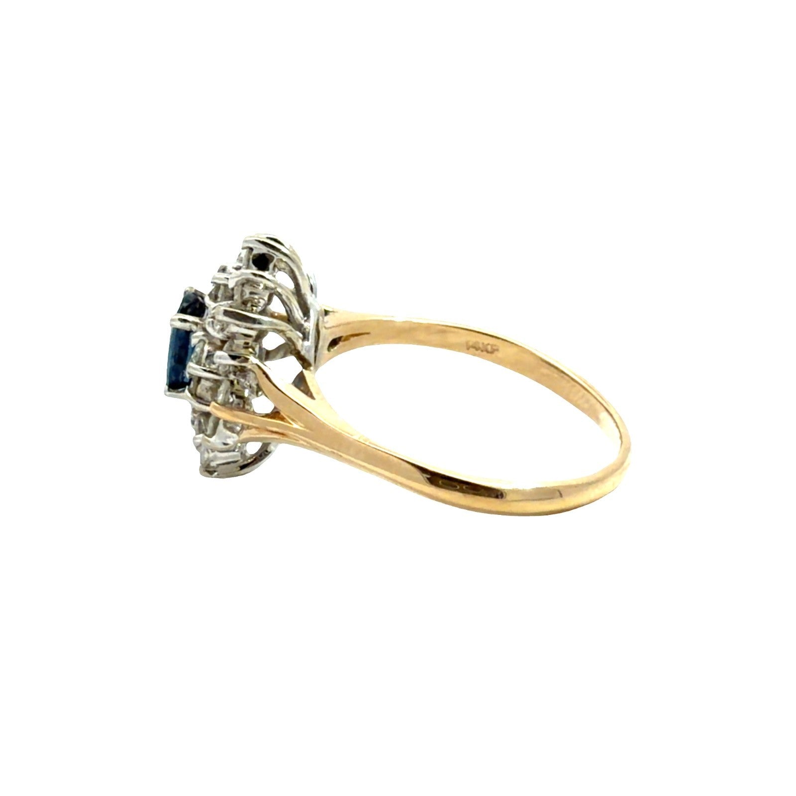14k Multi-Tone Gold 0.69cttw Diamond and 0.56cttw Sapphire Ring Size 6.753