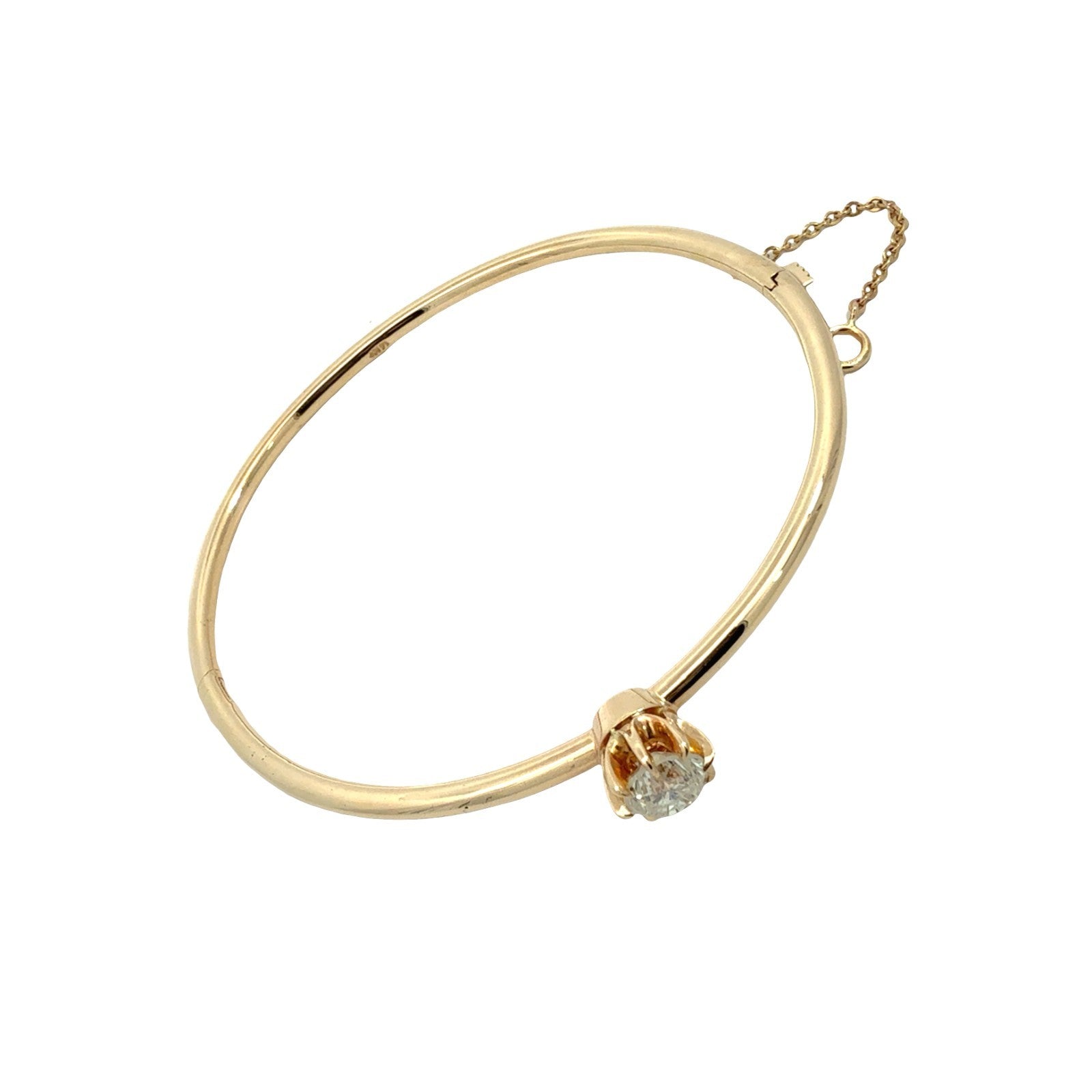 14k Yellow Gold Stamped 0.91tcw Diamond Solitaire Hinged Bangle Bracelet2