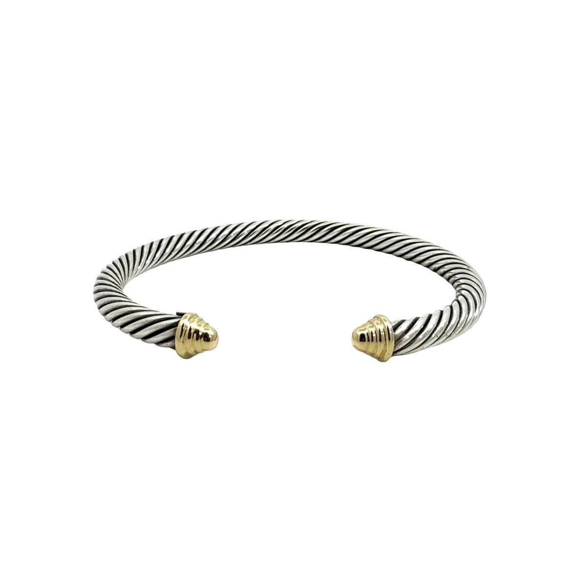 David Yurman Sterling Silver and 14k Yellow Gold Two-Tone Cable Cuff Bracelet0