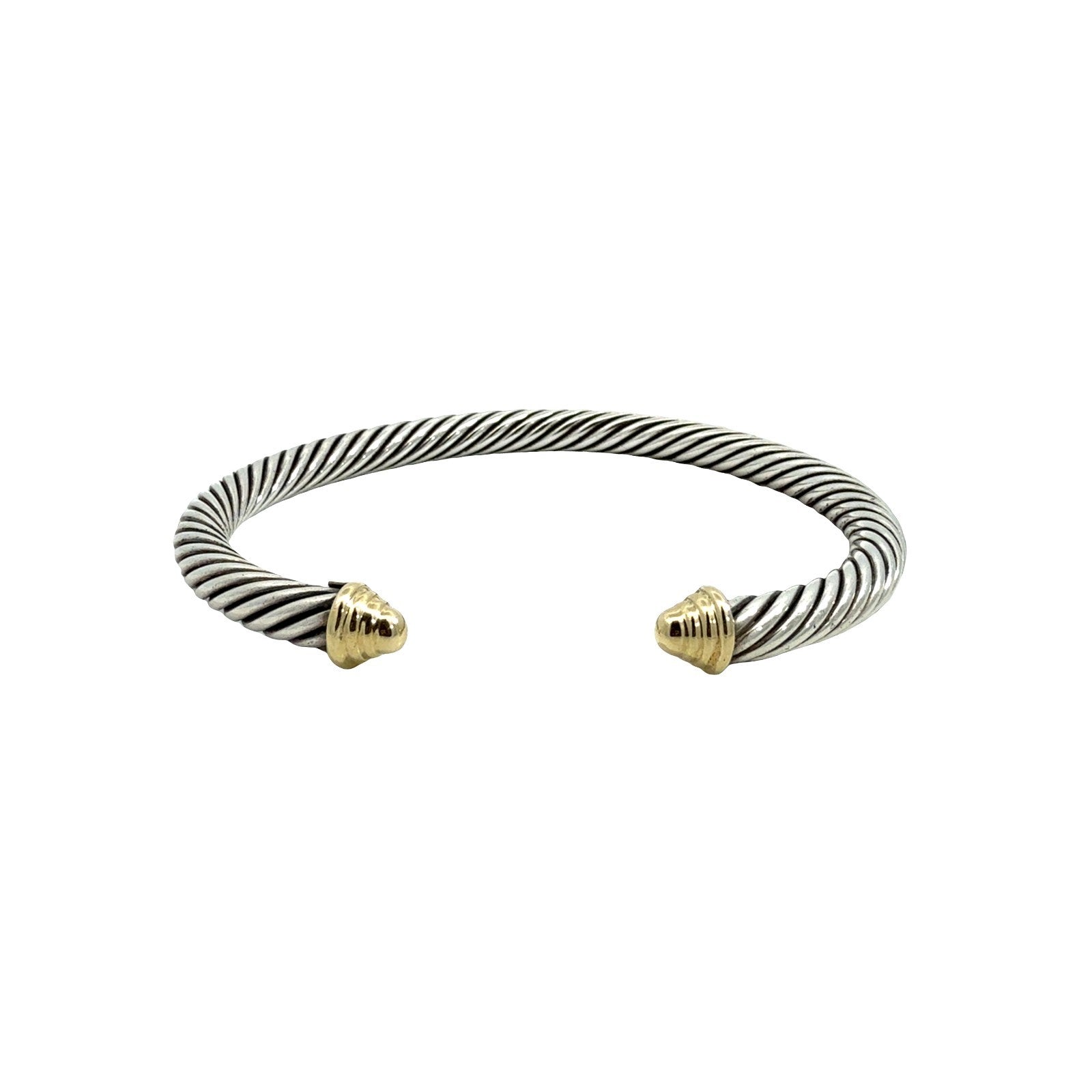 David Yurman Sterling Silver and 14k Yellow Gold Two-Tone Cable Cuff Bracelet0