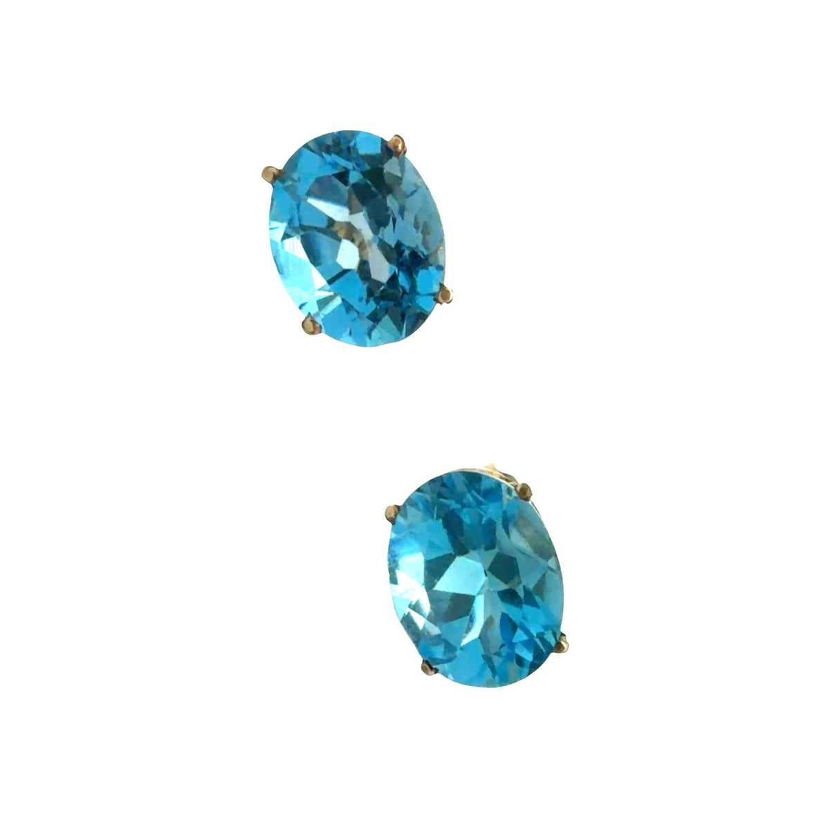 14k Yellow Gold 5.80cttw Oval Blue Topaz Stud Earrings1