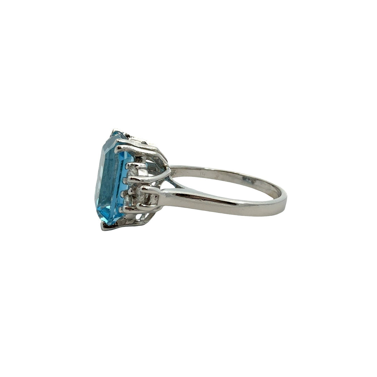Vintage 14k White Gold 7.09tcw Blue Topaz 0.39cttw Diamond Cocktail Ring4