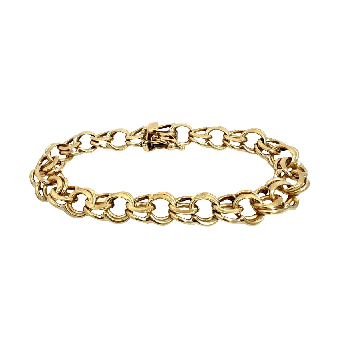 14k Yellow Gold Double Link Chain Charm Bracelet0