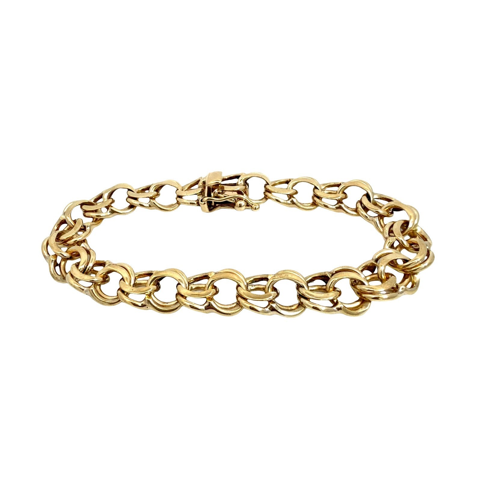 14k Yellow Gold Double Link Chain Charm Bracelet0